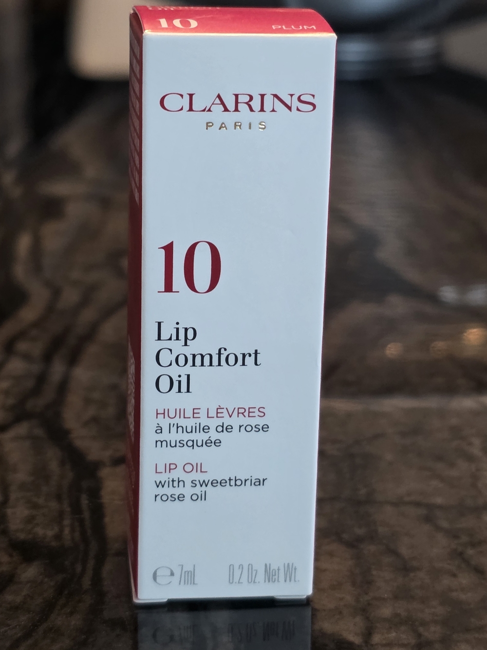 Clarins Lip Comfort Oil Shade 10 Plum - Deep Berry Packaging